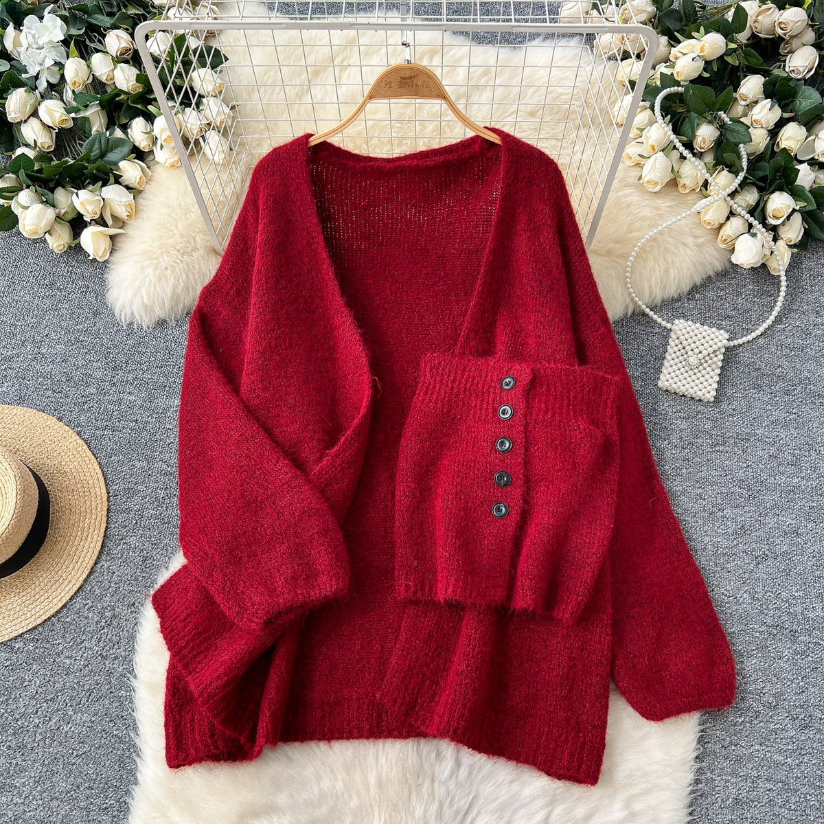 Tank Top&Loose-fit Cardigan 2Pcs