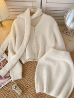 Cardigan&Skirt&Scarf Soft Knitted 3Pcs