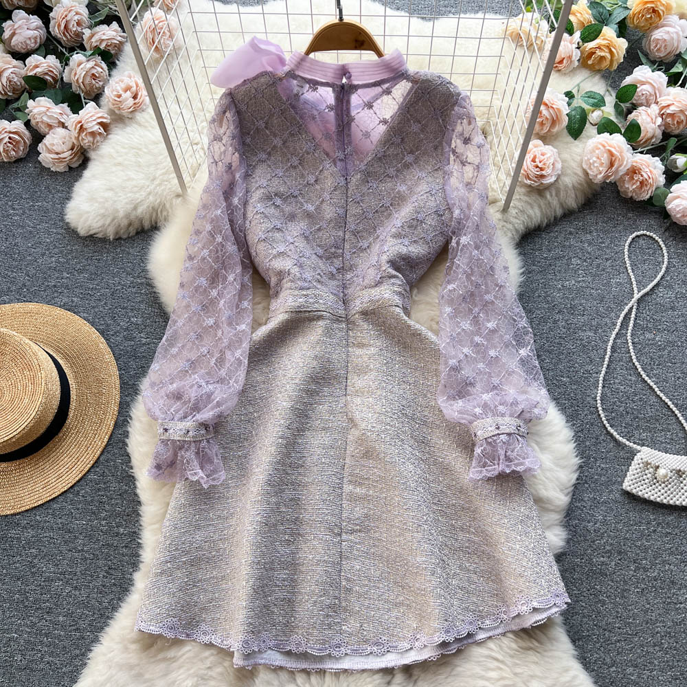 Beaded Bow Embroidered Fairy Dress