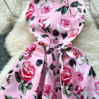Vintage Sleeveless Floral Printed Dress