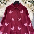 Butterfly Embroidered Loose-fit Shirt