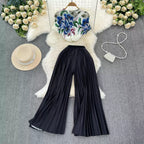 Chiffon T-shirt & Wide-leg Trousers 2Pcs