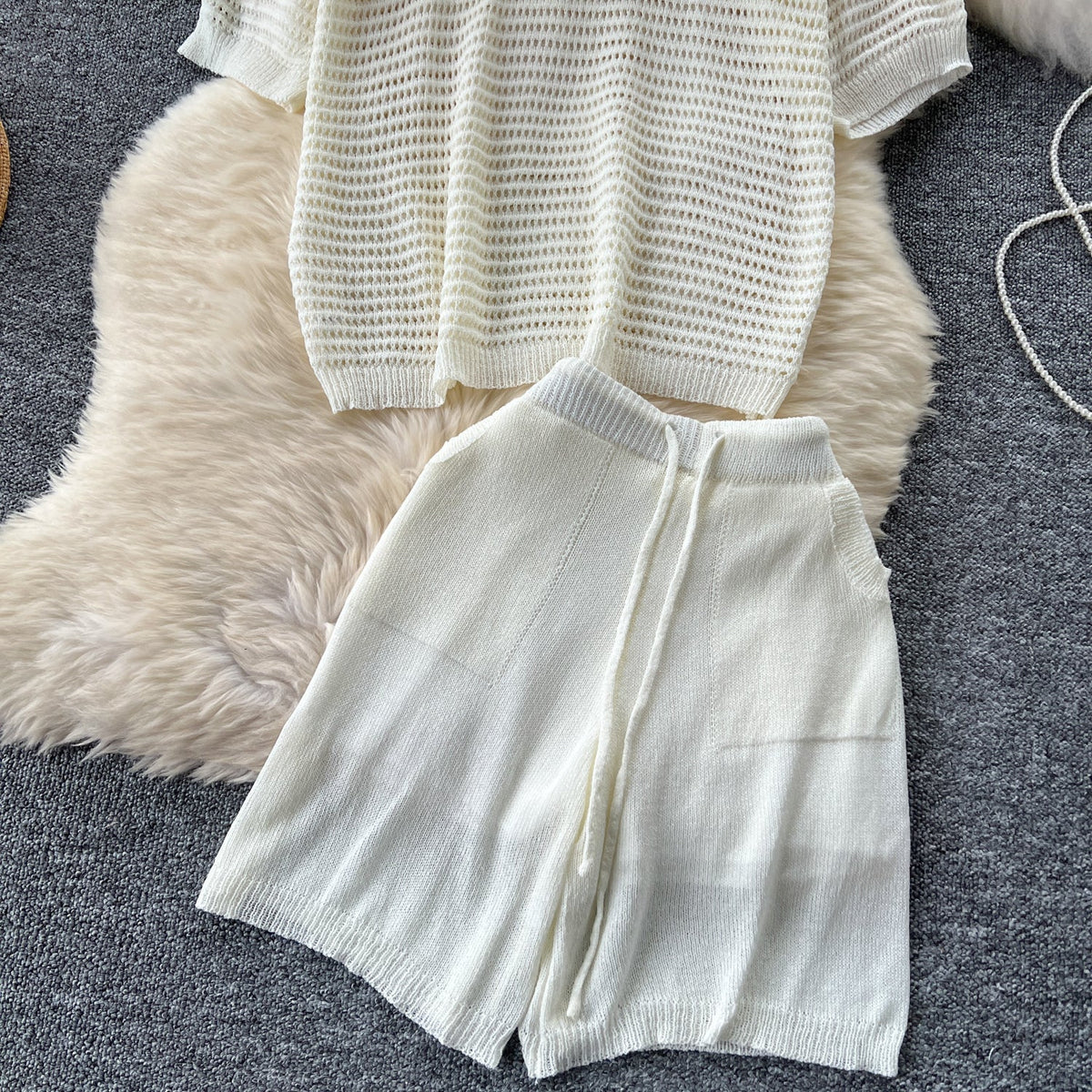 Oversized Knitwear&Shorts Casual 2Pcs