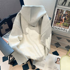 Faux Two-pieces Patchwork Hooded Knitwear
