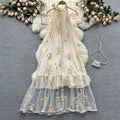 Fairy Floral Embroidered Halter Dress