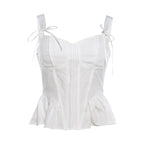 Sweetie Bow Lace-up White Camisole