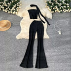 Tank Top & Flared Sleeve Knitted 2Pcs
