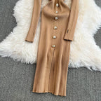 Elegant Off-shoulder Knot Knitted Dress