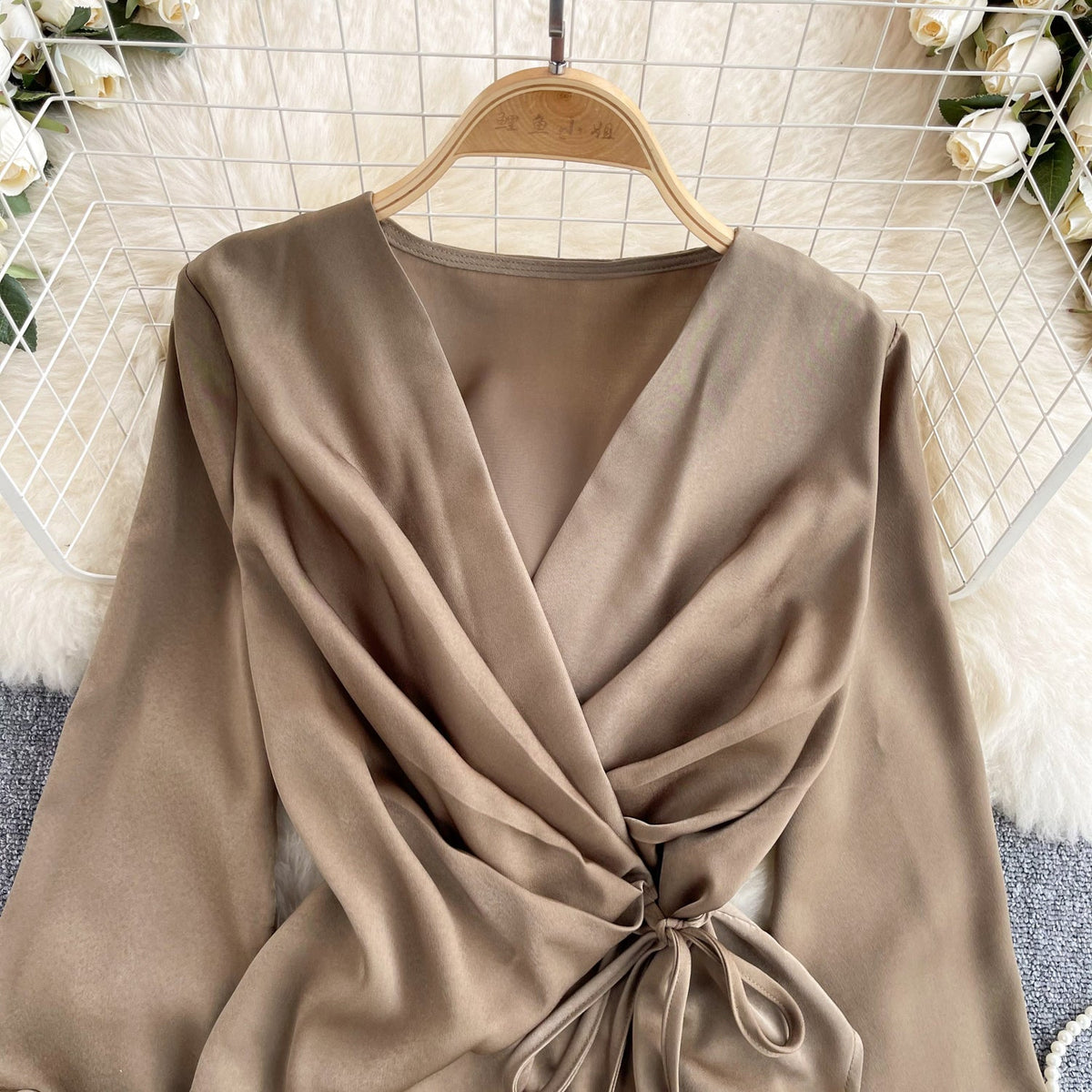 Premium V-neck Drawstring Top