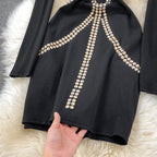 Vintage Rhinestone Studded Elastic Dress