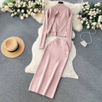 Cardigan&Vest&Hip-wrapping Skirt 3Pcs
