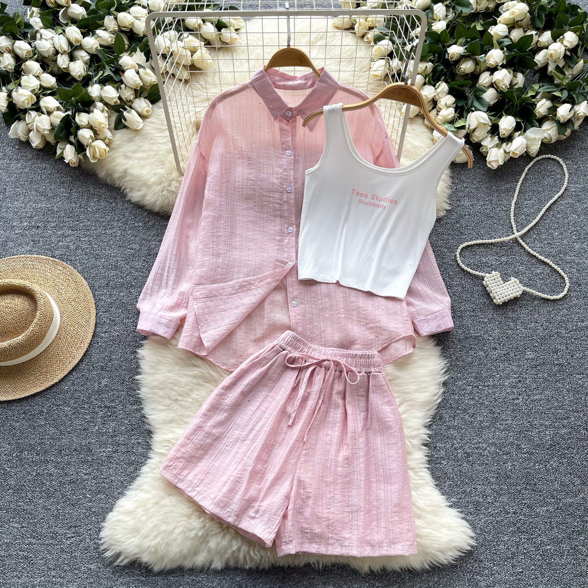 Shirt&Camisole&Shorts Sportswear 3Pcs