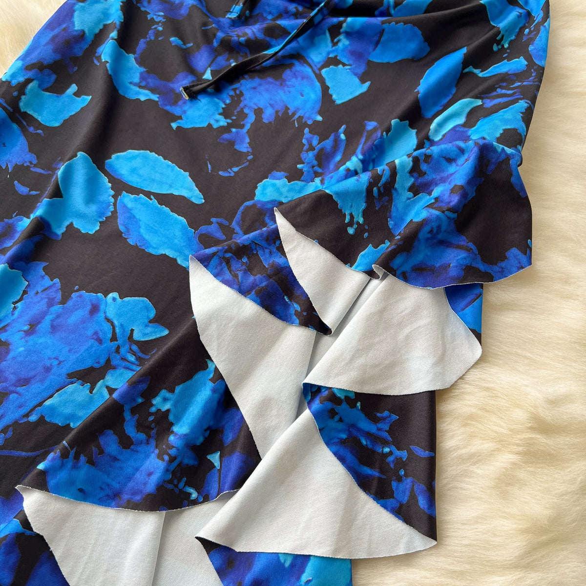 Asymmetric Ruffled Printed Halter Dress