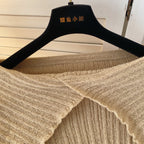 Folded Neckline Stripe-knit Sweater