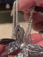 Premium Silver Butterfly Tassel Necklace