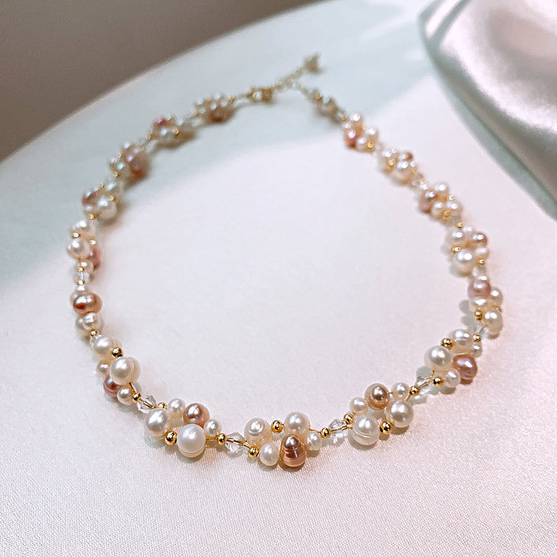 Dreamy Mosaic Pearl Bracelet Necklace Set
