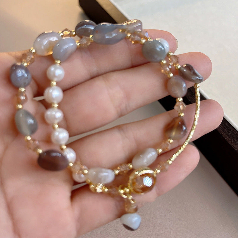 Crystal Double Circle Niche Design Bracelet