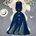 Lapel Sleeveless Split Denim Dress