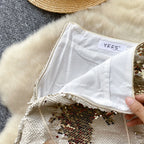 Glossy Sequined Patchwork Party Skirt