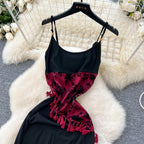 Vintage Fringed Patchwork Suede Dress