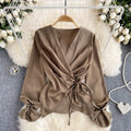 Premium V-neck Drawstring Top