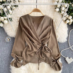 Premium V-neck Drawstring Top