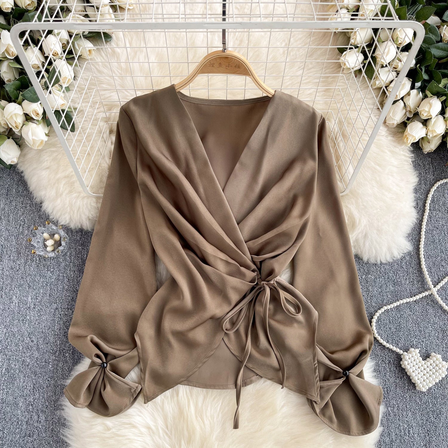 Premium V-neck Drawstring Top