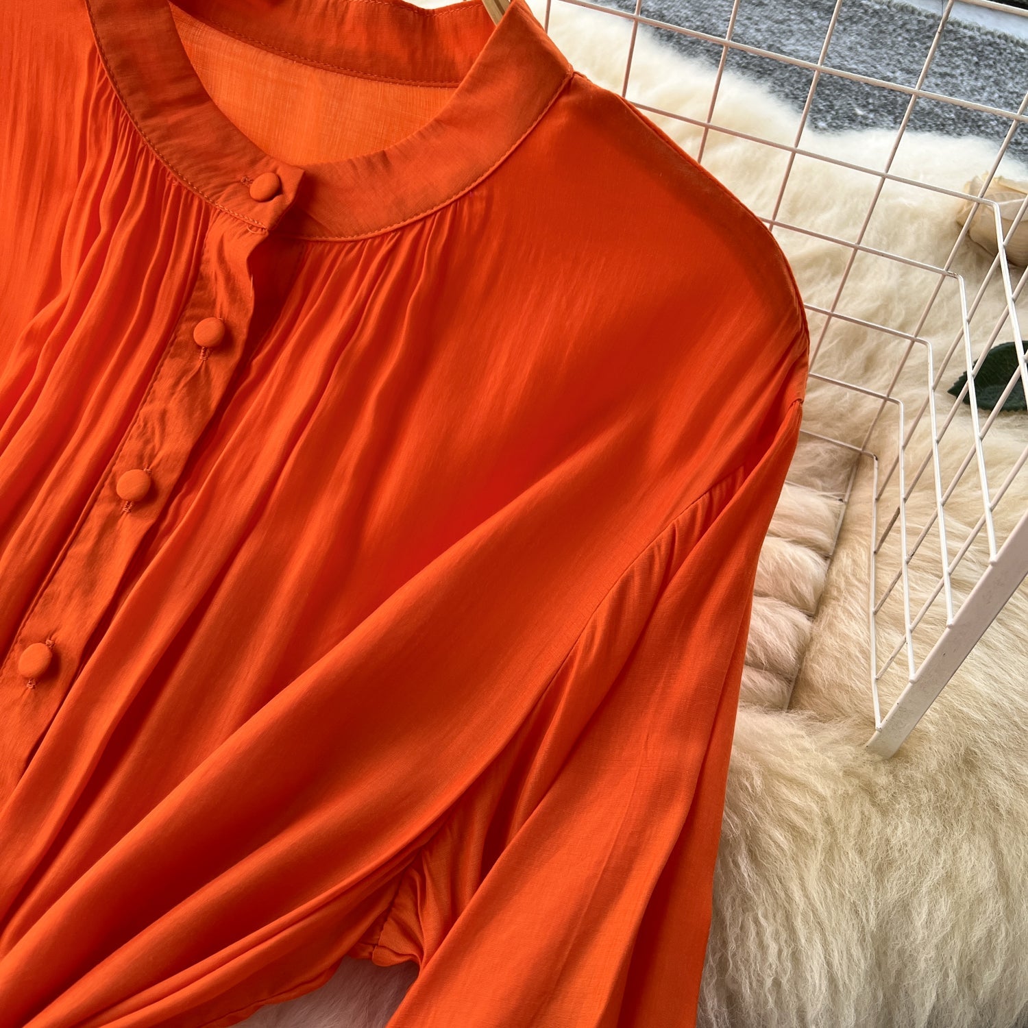Vintage Solid Color Shirt Dress