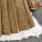 Faux Two-pieces Khaki Pleated Dress