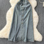 Vintage Distressed Denim Slip Dress