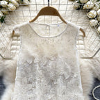French Style 3d Floral Embroidered Top