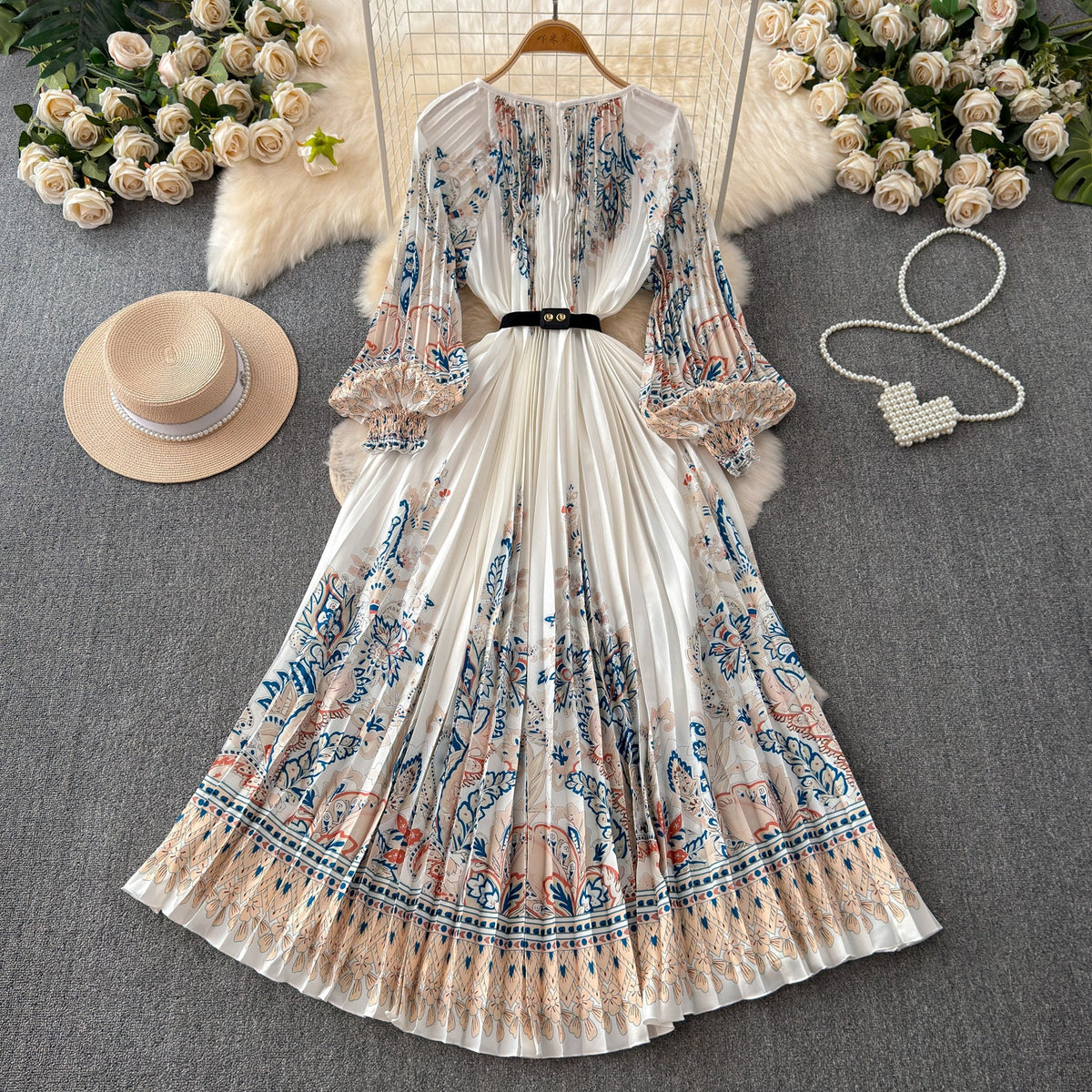 Courtly Floral Printed A-line Dress