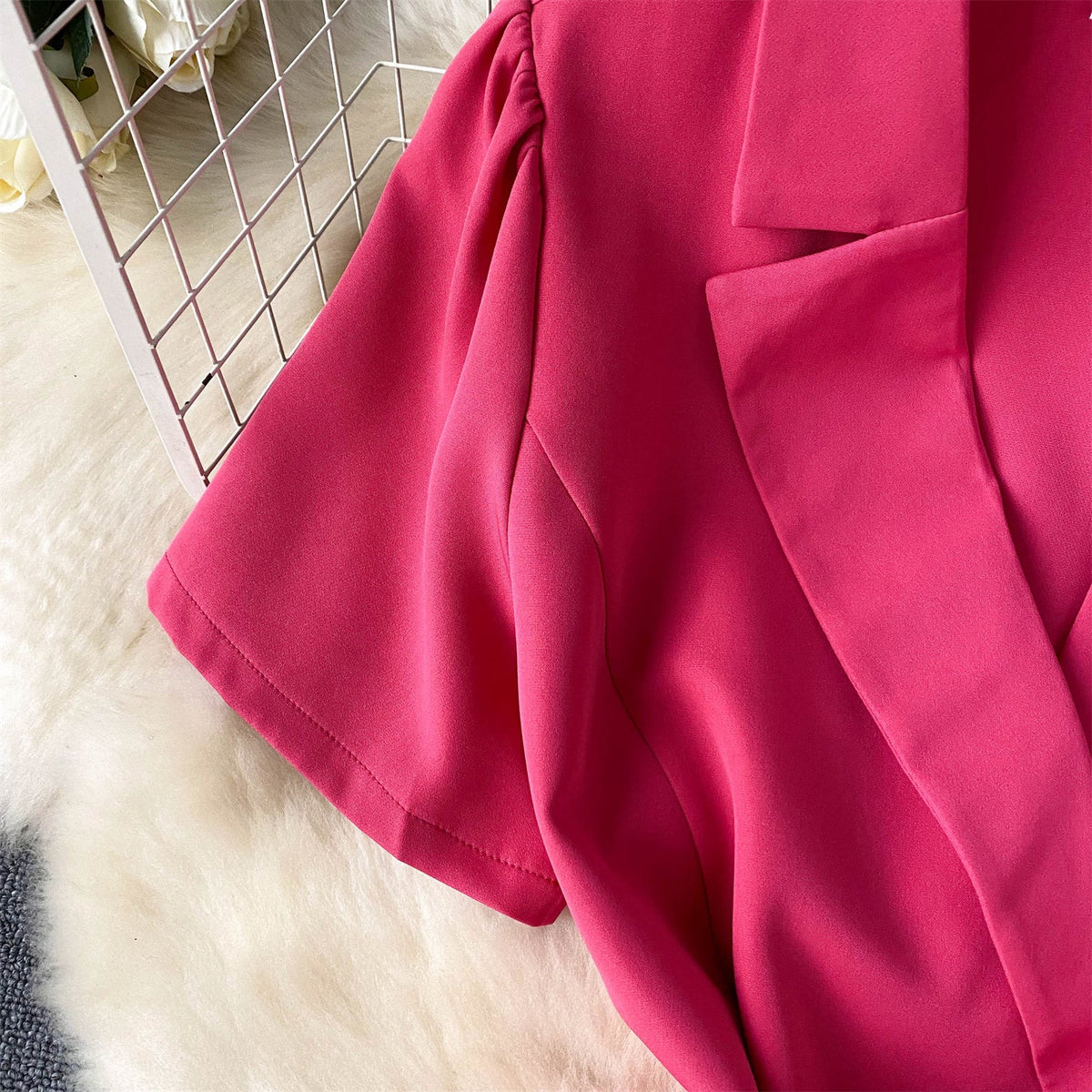 V-neck Suit Collar Lace-up Dress