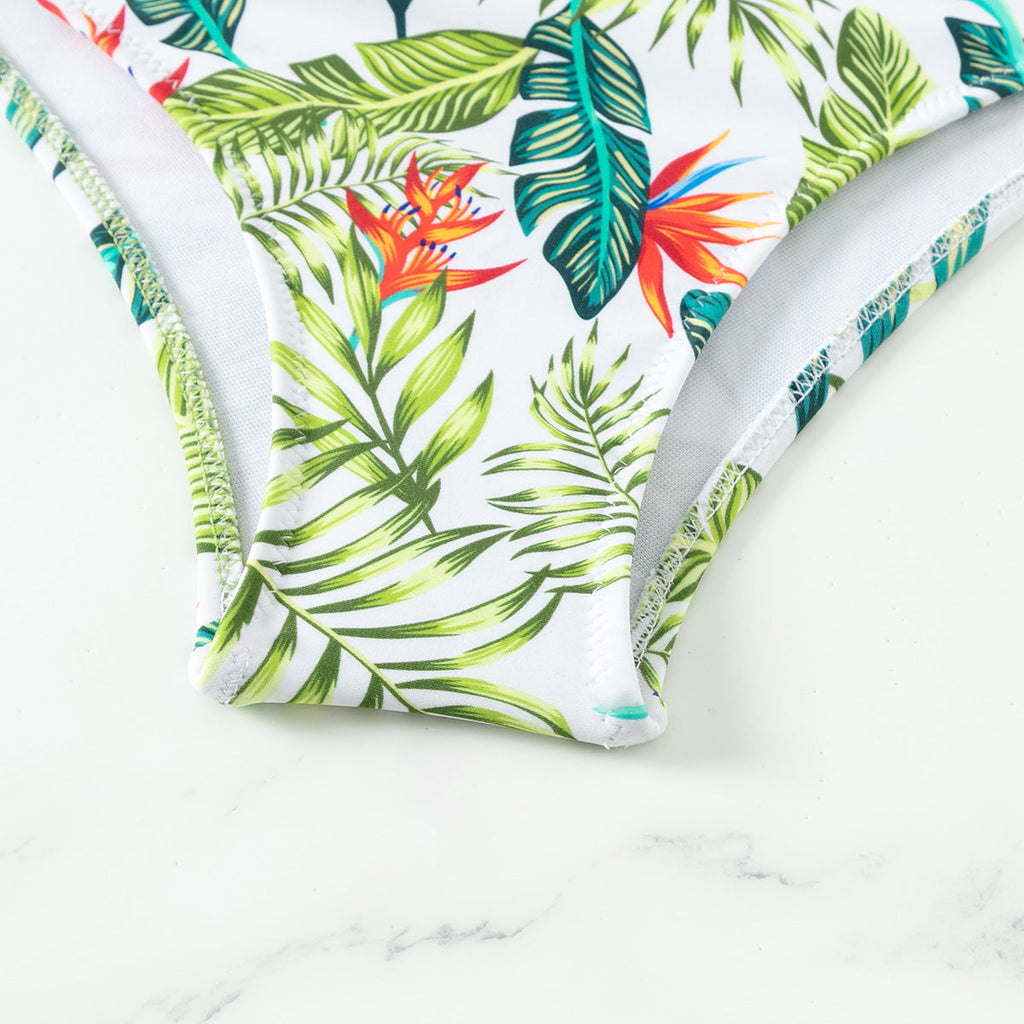 Solid Color Printed Swimsuit Beach Bikini