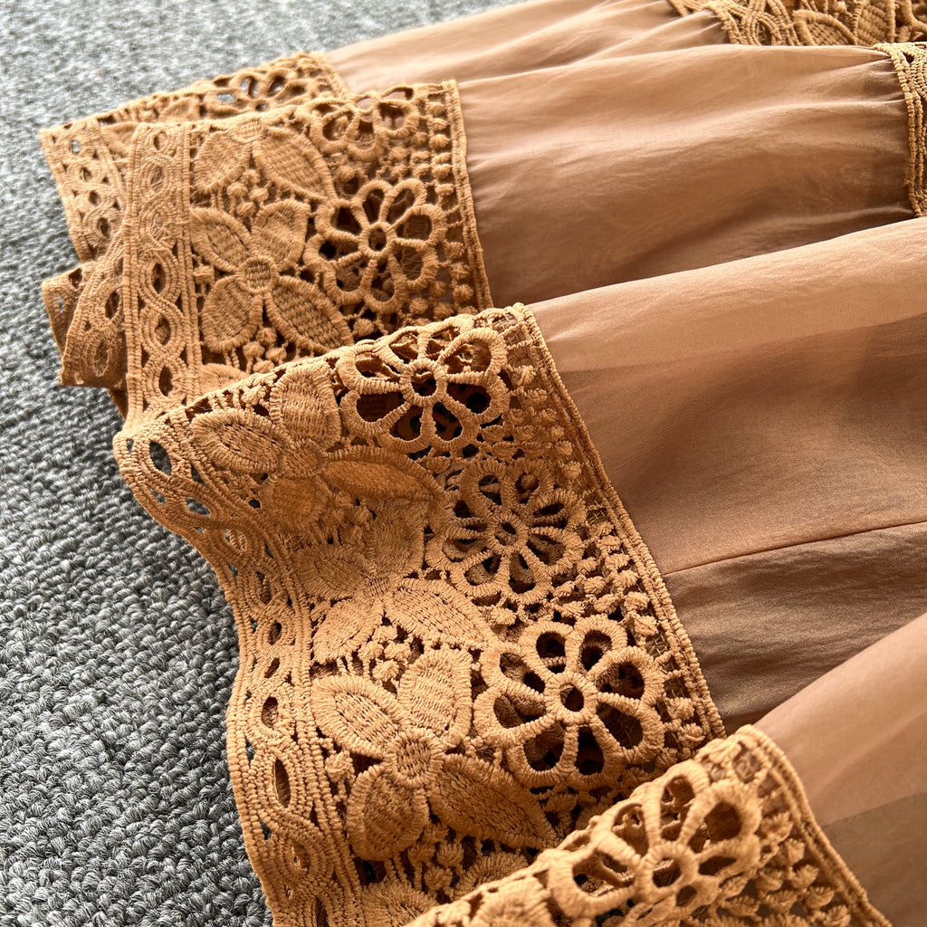 Courtly Elegant Lace Patchwork Dress