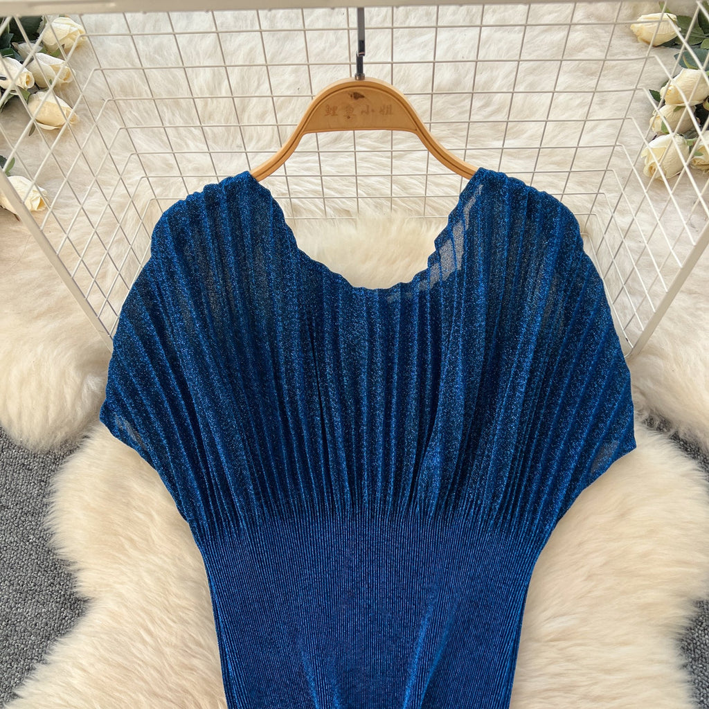 Pleated Top & Skirt Gradient Color 2Pcs