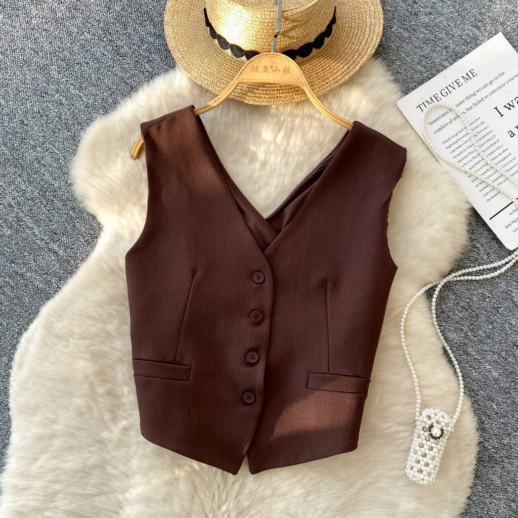 V-neck Single-breasted Suit Vest