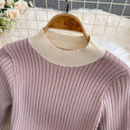 Sweater&Skirt Color-blocking Knitted 2Pcs