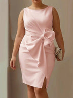 Evelyn | Sleeveless Midi Dress with Sculptural Bow