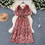 V-neck Pattern Printed Vintage Dress