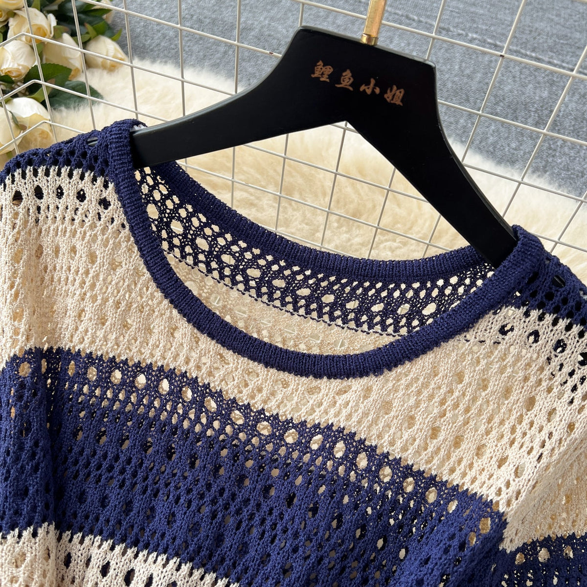 Knitwear&Skirt Color-blocking Striped 2Pcs