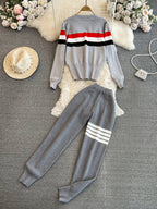 Sweater&Trousers Color Blocking 2Pcs