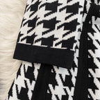 French Style Houndstooth Knitted Dress
