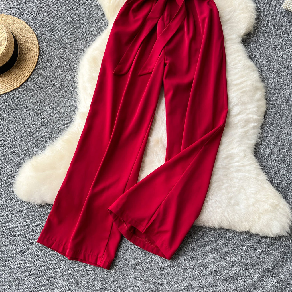Pearl Strap Pleated Slip Jumpsuit