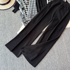 Sweater&Plaid Cardigan&Trousers Knitted 3Pcs