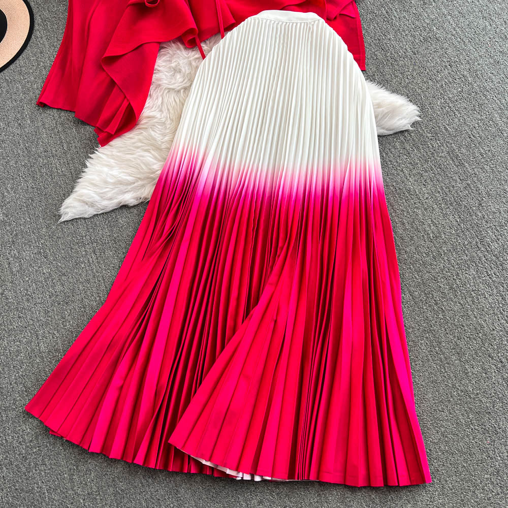 Thickened Cardigan&Gradient Skirt 2Pcs