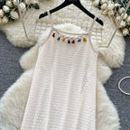Bohemian Style Hollowed Fringed Slip Dress