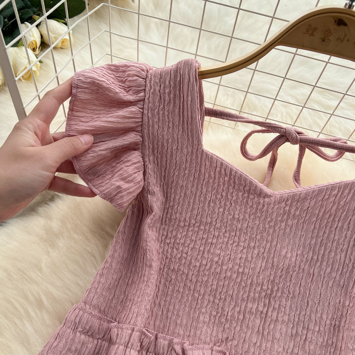 Loose Top&Trousers Solid Color 2Pcs