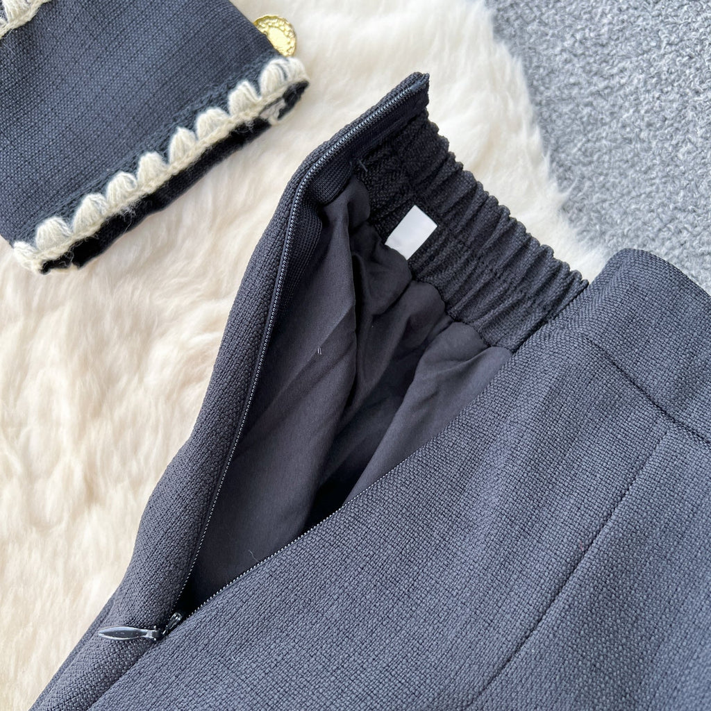 Lapeled Blazer&Draped Skirt 2Pcs