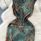 Vintage Tie-dye Floral Hollowed Cheongsam